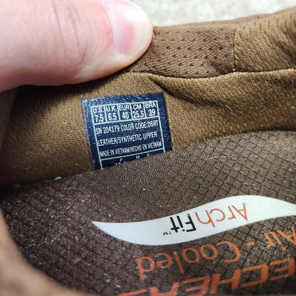 Skechers Arch Fit Motley Shoes Men's 7.5 Desert Brown Leather Hosco Boat 204179